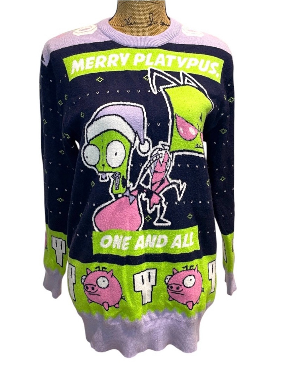 Invader Zim GIR and Zim Merry Platypus Holiday Sweater